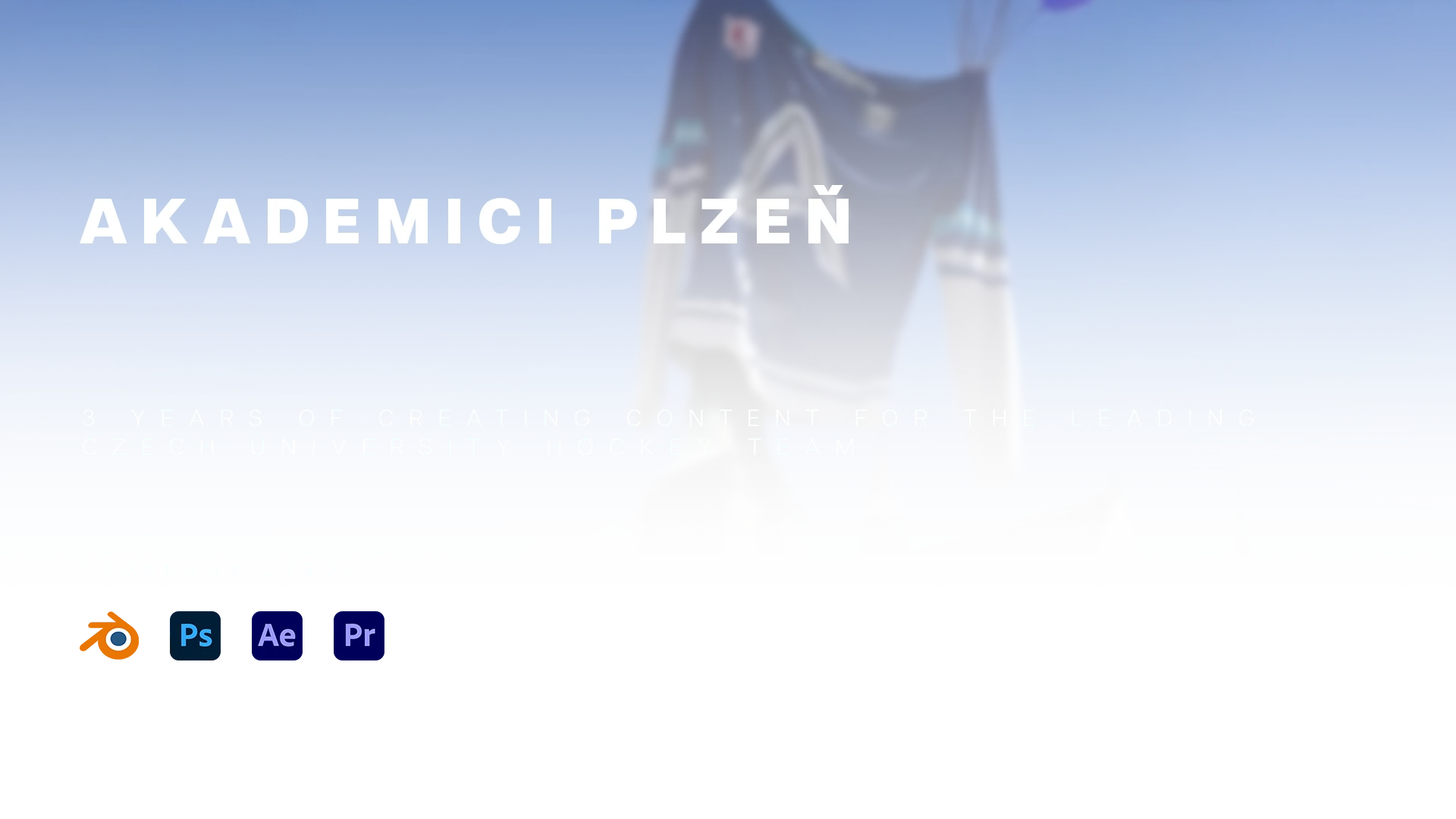 Akademici Plzeň project overview featuring a CGI hockey jersey above the cathedral.