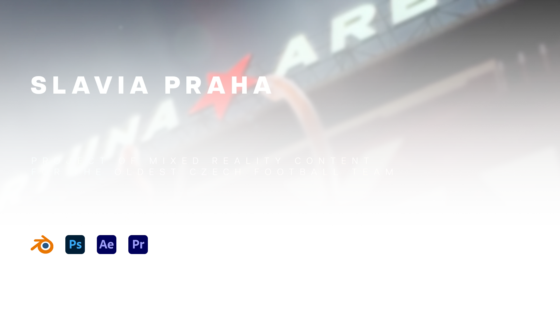 Slavia Praha mixed-reality project overview with the club crest above the stadium entrance.
